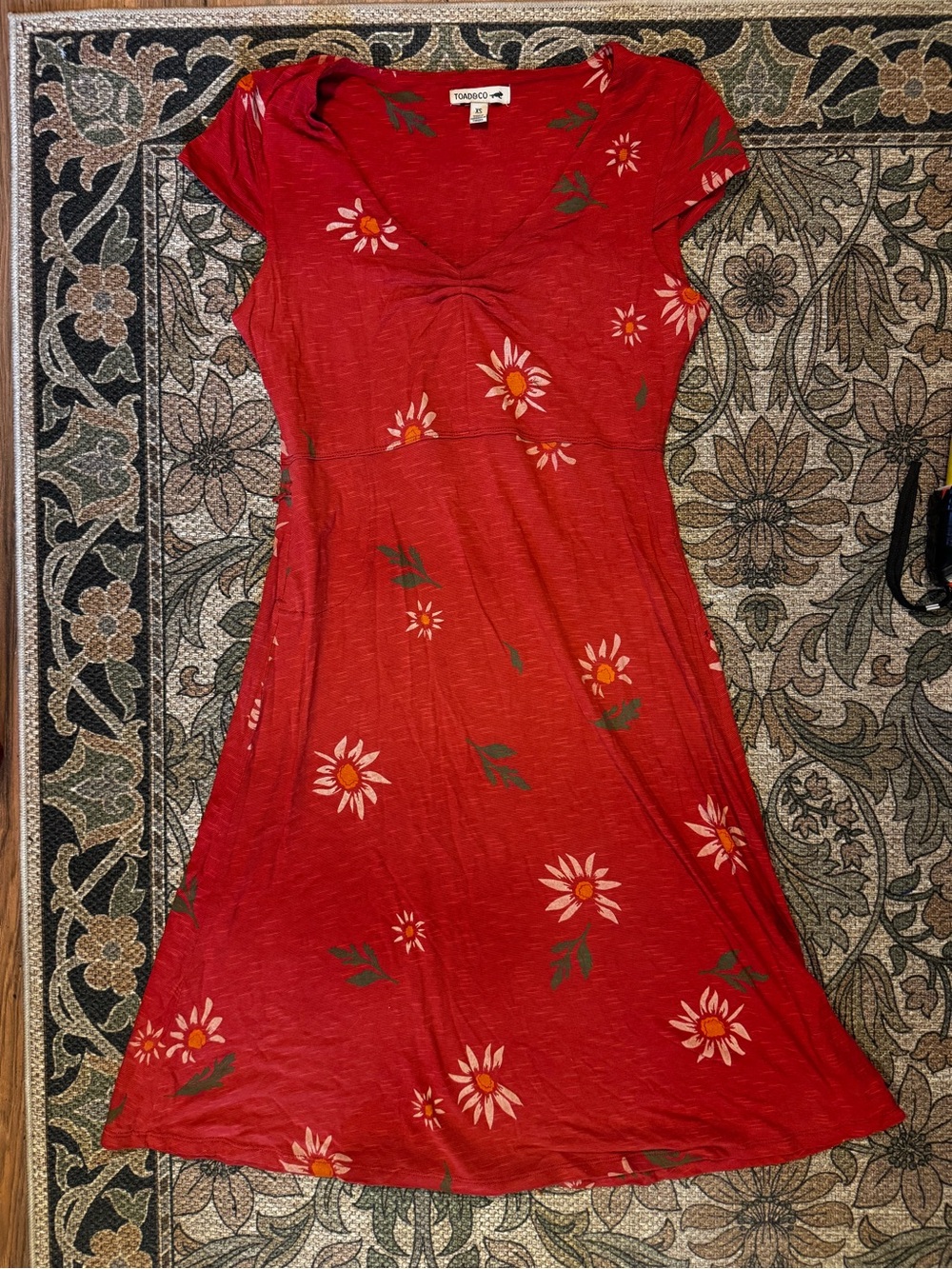 Toad&Co Rosemarie Dress Red Floral Size XS NWOT - Picture 2 of 3